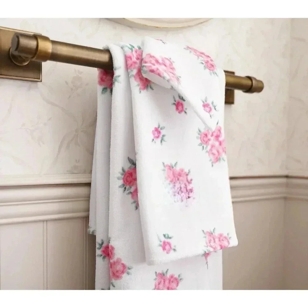 Bath Towel Pink Florals Cotton Valour NEW by LoveShackFancy